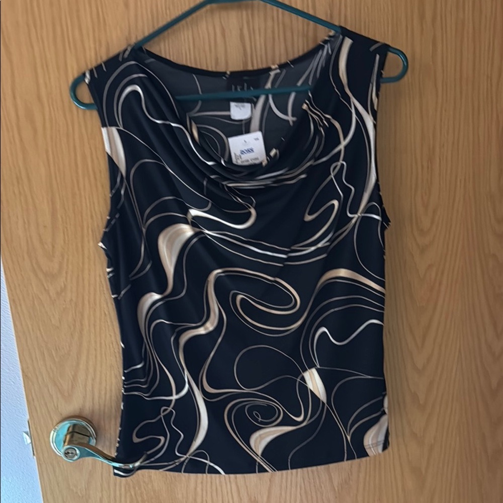 JKLA Elegant Black and Cream Swirl Top